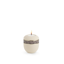 Edition Intarsia, Creme handbemalt, Mäander, Gedenklicht Edition Intarsia, Creme handbemalt, Mäander, Gedenklicht