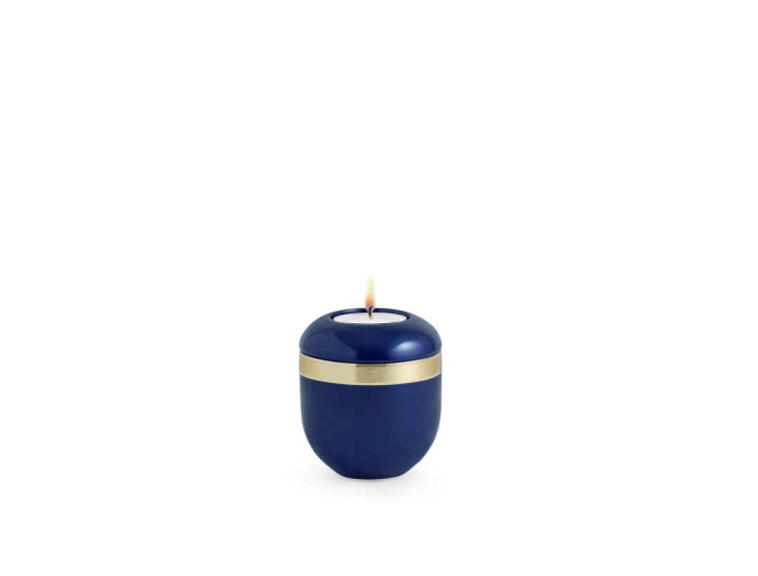 Edition Alicante, hochglanz königsblau Goldstreifen, Gedenklicht Edition Alicante, hochglanz königsblau Goldstreifen, Gedenklicht