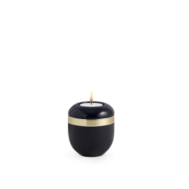 Edition Alicante, hochglanz schwarz, Goldstreifen, Gedenklicht Edition Alicante, hochglanz schwarz, Goldstreifen, Gedenklicht