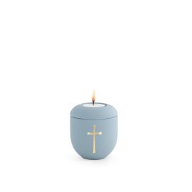 Edition Pastell, Soft-Touch-Oberfläche, Türkis, Kreuz, Gedenklicht