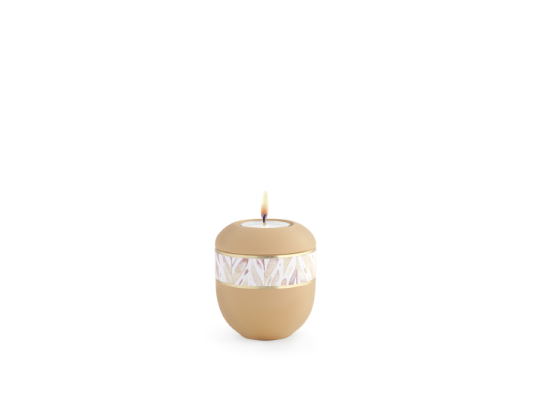 Edition Pastell, Soft-Touch-Oberfläche, Orange, Blätterdekor, Gedenklicht