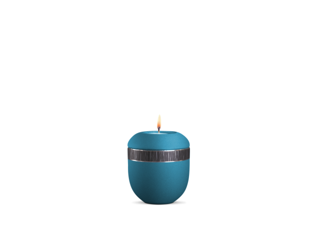 Gedenklicht, Infinity Veta, velvet Arctic Türkis, schwarz gebürstetes Dekor