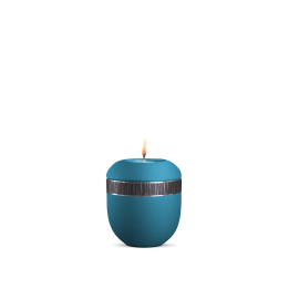 Gedenklicht, Infinity Veta, velvet Arctic Türkis, schwarz gebürstetes Dekor