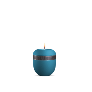 Gedenklicht, Infinity Veta, velvet Arctic Türkis, schwarz gebürstetes Dekor