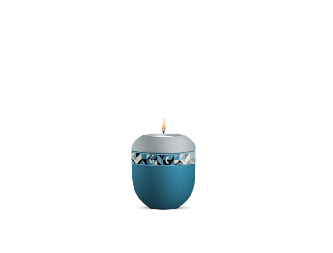 Gedenklicht, Infinity Artista, velvet Arctic Türkis/Eisblau, geometrisches Dekor Gedenklicht, Infinity Artista, velvet Arctic Türkis/Eisblau, geometrisches Dekor