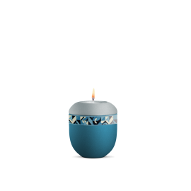 Gedenklicht, Infinity Artista, velvet Arctic Türkis/Eisblau, geometrisches Dekor Gedenklicht, Infinity Artista, velvet Arctic Türkis/Eisblau, geometrisches Dekor