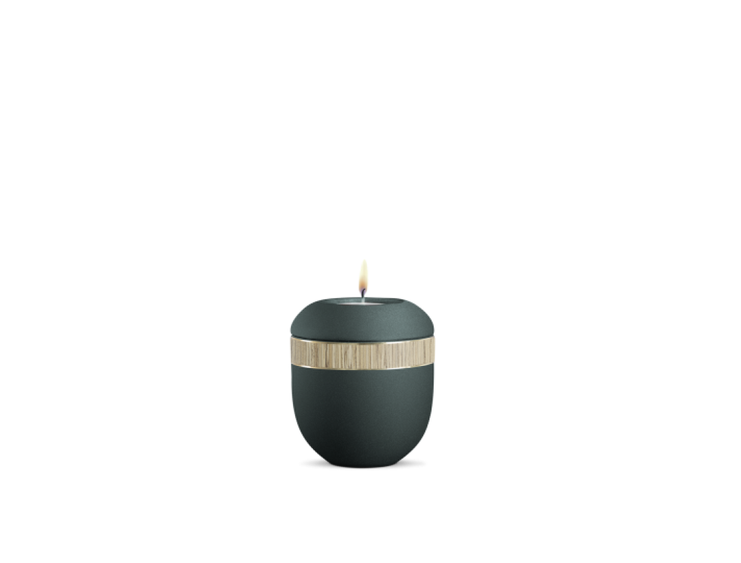 Gedenklicht, Infinity Foresta, velvet Petrol, Bambusdekor Gedenklicht, Infinity Foresta, velvet Petrol, Bambusdekor