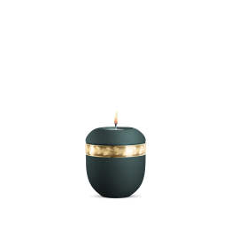 Gedenklicht, Infinity Livorno, velvet Petrol, gebürstetes Golddekor Ast