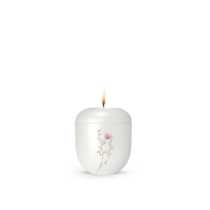 Gedenklicht Edition Botanique, Perlmutt-Mattweiß, Blumenwiese rosa, Porzellan