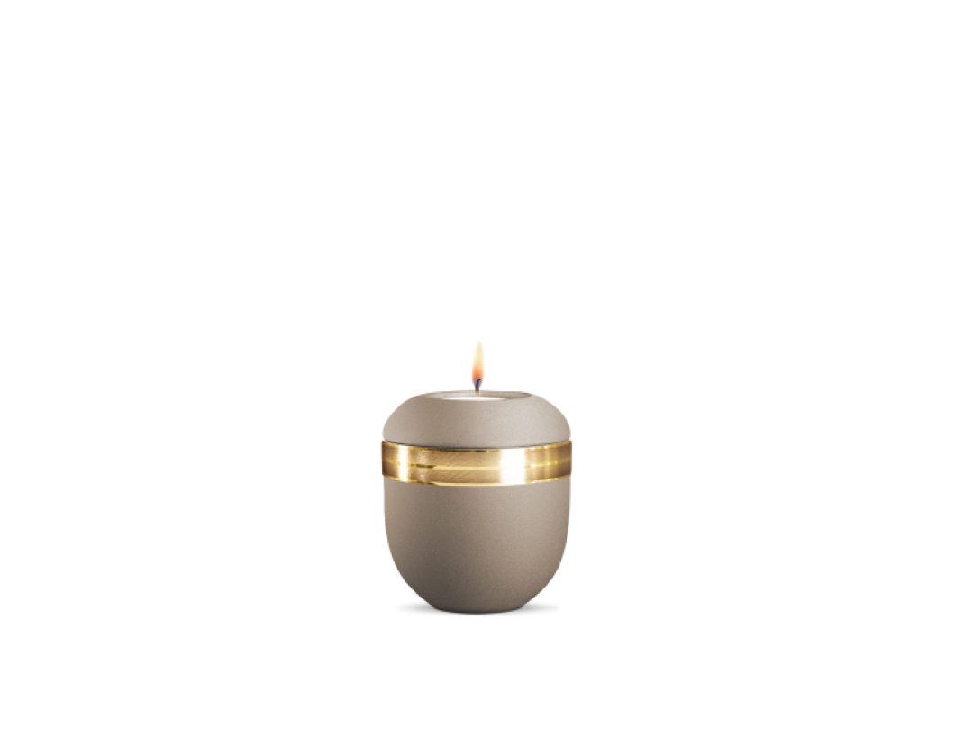 Gedenklicht, Infinity Ouro, velvet Champagner, gebürstetes Golddekor Gedenklicht, Infinity Ouro, velvet Champagner, gebürstetes Golddekor