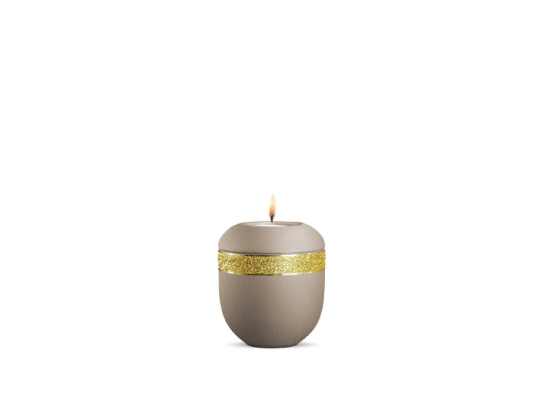 Gedenklicht, Infinity Glamour Gold, velvet Champagner, Gold glitzerndes Dekor