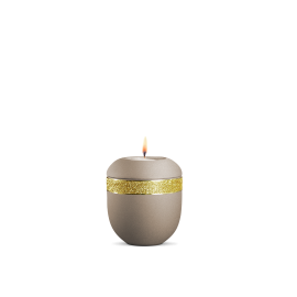 Gedenklicht, Infinity Glamour Gold, velvet Champagner, Gold glitzerndes Dekor