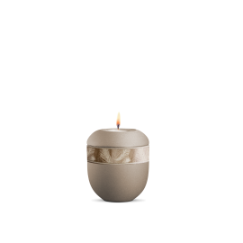 Gedenklicht, Infinity Papyrus, velvet Champagner, Dekor aus Grasfasern Federn Gedenklicht, Infinity Papyrus, velvet Champagner, Dekor aus Grasfasern Federn