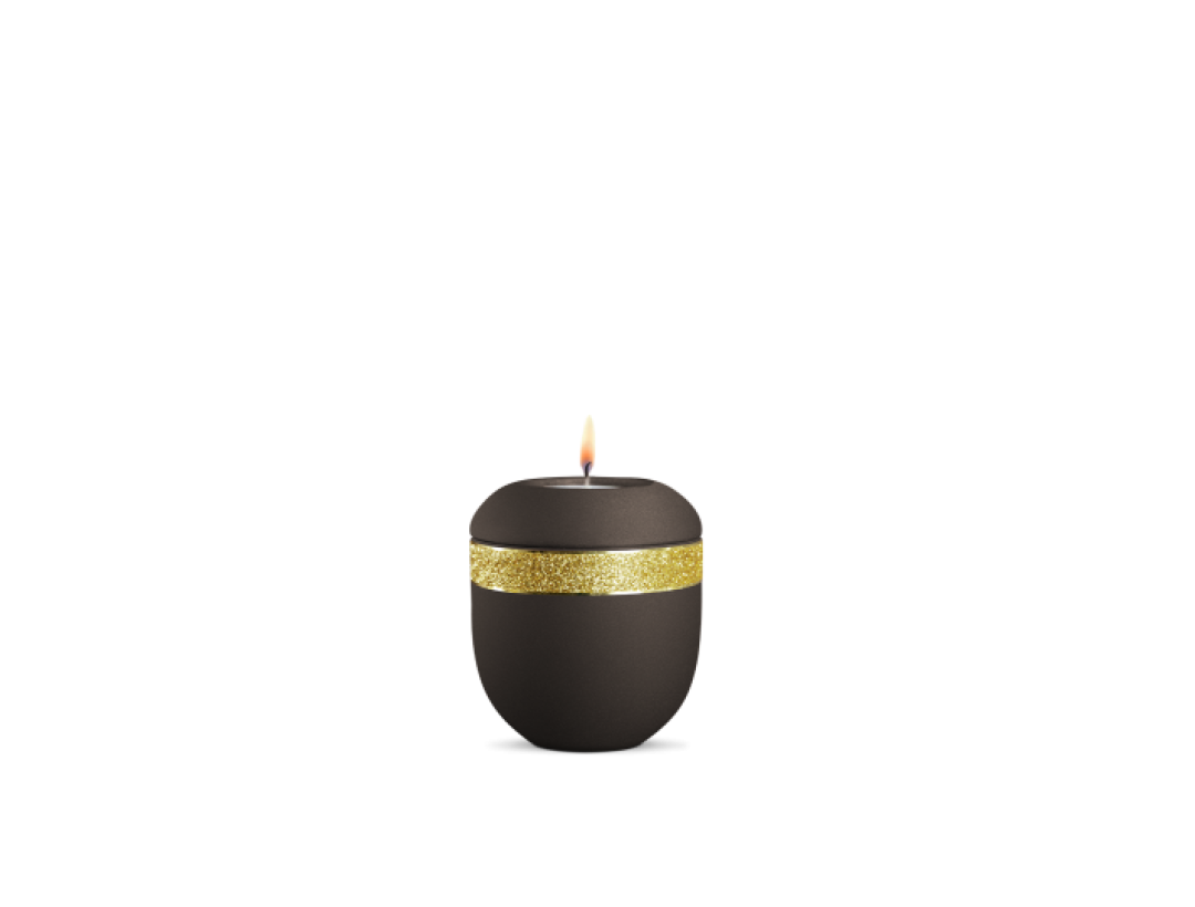 Gedenklicht, Infinity Glamour Gold, velvet Siena, Gold glitzerndes Dekor