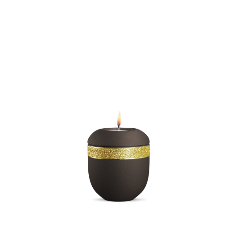 Gedenklicht, Infinity Glamour Gold, velvet Siena, Gold glitzerndes Dekor