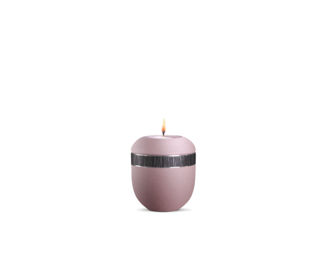 Gedenklicht, Infinity Veta, velvet Rosé, schwarz gebürstetes Dekor