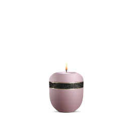 Gedenklicht, Infinity Noire, velvet Rosé, Schwarz glitzerndes Dekor