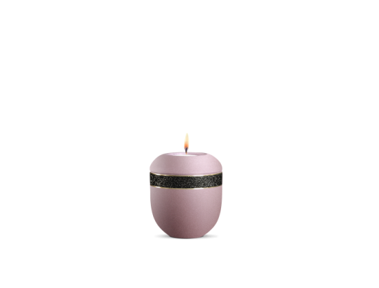 Gedenklicht, Infinity Noire, velvet Rosé, Schwarz glitzerndes Dekor