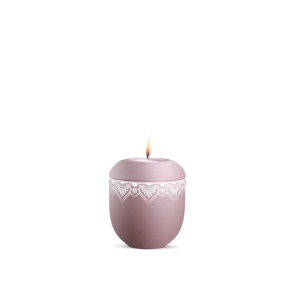Gedenklicht, Infinity Mandala, velvet Rosé, Mandala auf dem Deckel und umlaufend