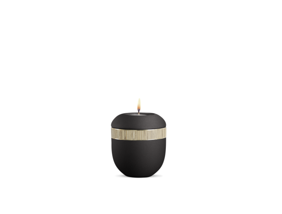 Gedenklicht, Infinity Foresta, velvet Schwarz, Bambusdekor