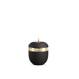 Gedenklicht, Infinity Livorno, velvet Schwarz, gebürstetes Golddekor Zweig