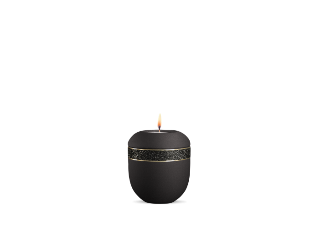 Gedenklicht, Infinity Noire, velvet Schwarz, Schwarz glitzerndes Dekor Gedenklicht, Infinity Noire, velvet Schwarz, Schwarz glitzerndes Dekor