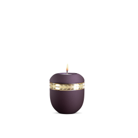 Gedenklicht, Infinity Livorno, velvet Berry, gebürstetes Golddekor Zweig