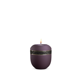 Gedenklicht, Infinity Noire, velvet Berry, Schwarz glitzerndes Dekor