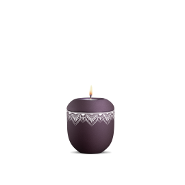 Gedenklicht, Infinity Mandala, velvet Berry, Mandala auf dem Deckel und umlaufend