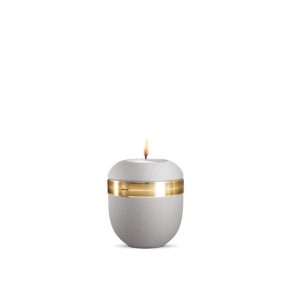 Gedenklicht, Infinity Ouro, velvet Silbergrau, gebürstetes Golddekor