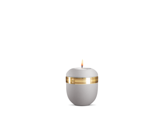 Gedenklicht, Infinity Ouro, velvet Silbergrau, gebürstetes Golddekor