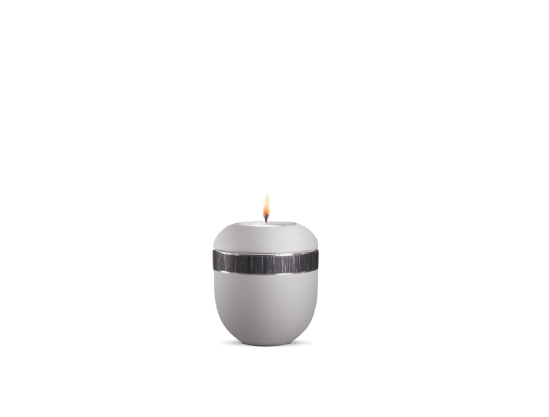 Gedenklicht, Infinity Veta, velvet Silbergrau, schwarz gebürstetes Dekor