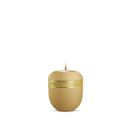 Gedenklicht, Infinity Glamour Gold, velvet Goldocker, Gold glitzerndes Dekor