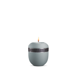 Gedenklicht, Infinity Veta, velvet Eisblau, schwarz gebürstetes Dekor