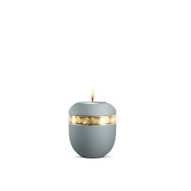 Gedenklicht, Infinity Livorno, velvet Eisblau, gebürstetes Golddekor Ast