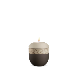 Gedenklicht, Infinity Papyrus, velvet Siena/Champagner, Dekor aus Grasfasern Zweige