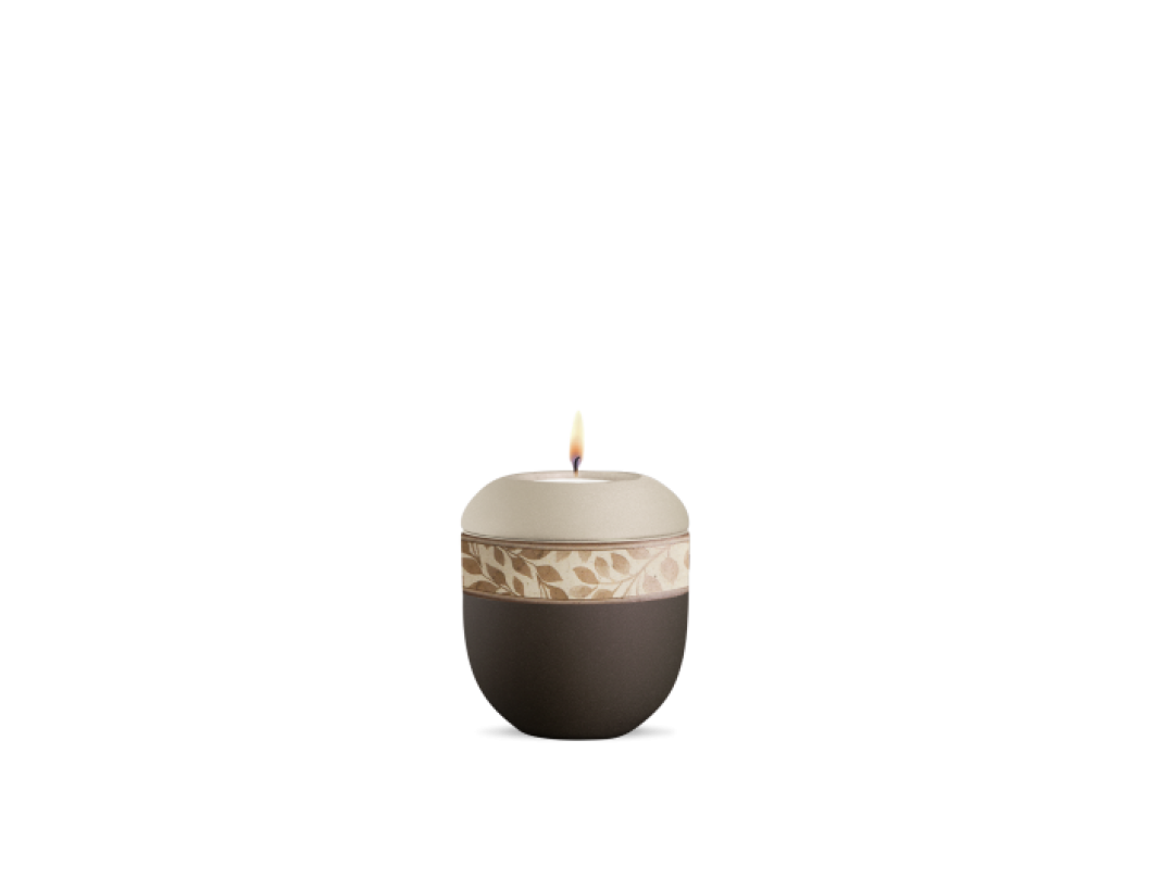 Gedenklicht, Infinity Papyrus, velvet Siena/Champagner, Dekor aus Grasfasern Zweige