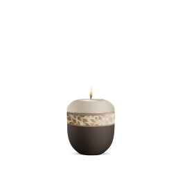 Gedenklicht, Infinity Papyrus, velvet Siena/Champagner, Dekor aus Grasfasern Zweige