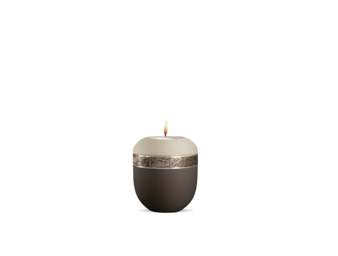 Gedenklicht, Infinity Rakenne, velvet Siena/Champagner, braunes Strukturdekor