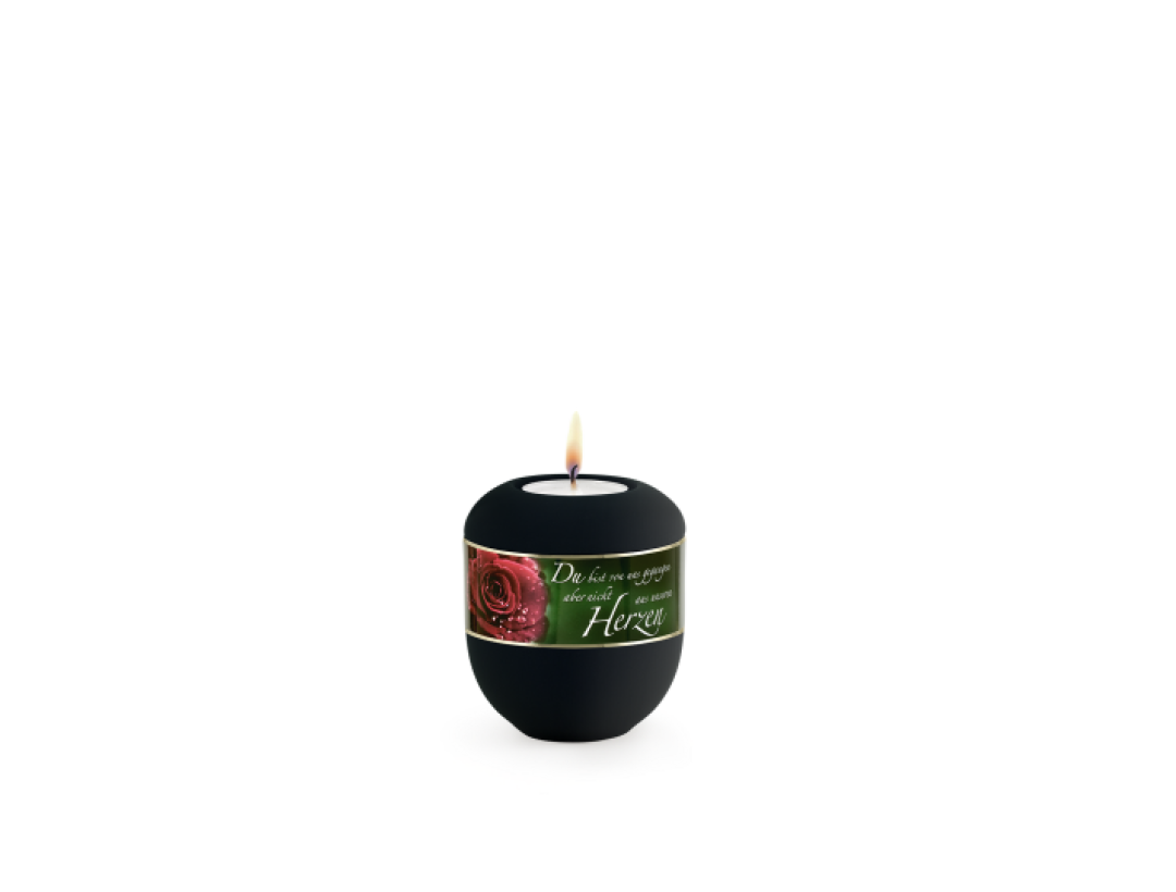 Edition Poesie, Samtton tiefschwarz - Gedenklicht, Rose , Du bist von uns gegangen… Edition Poesie, Samtton tiefschwarz - Gedenklicht, Rose , Du bist von uns gegangen…