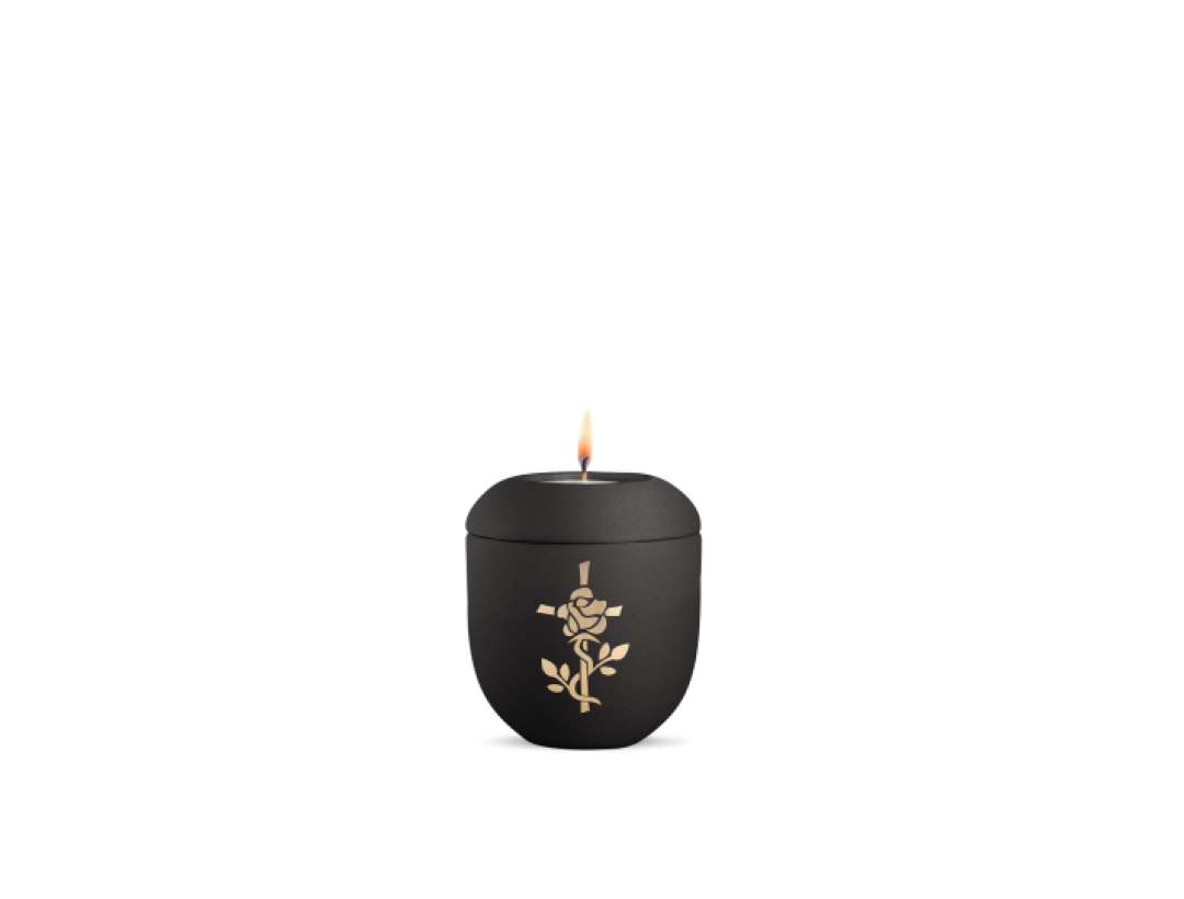 Edition Facette, Velvet Schwarz, Kreuz/Rose, Gedenklicht Edition Facette, Velvet Schwarz, Kreuz/Rose, Gedenklicht