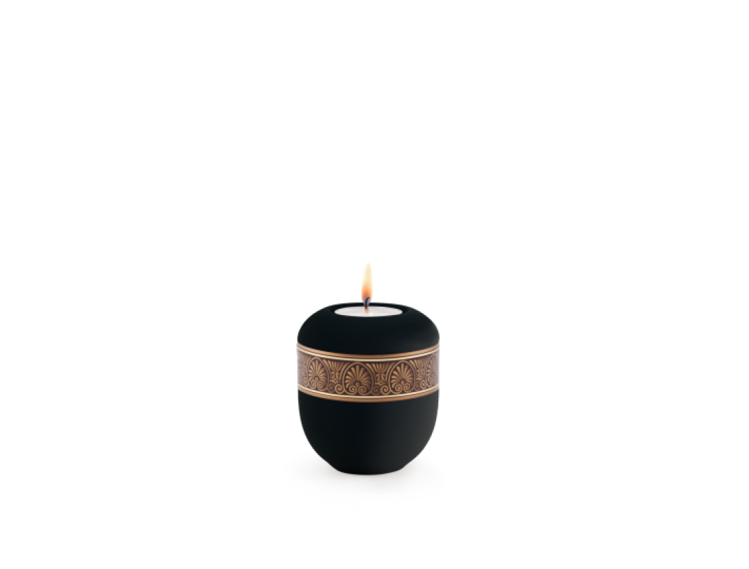 Edition Antiqua, Samtton tiefschwarz - Gedenklicht, Dekor Baumkrone