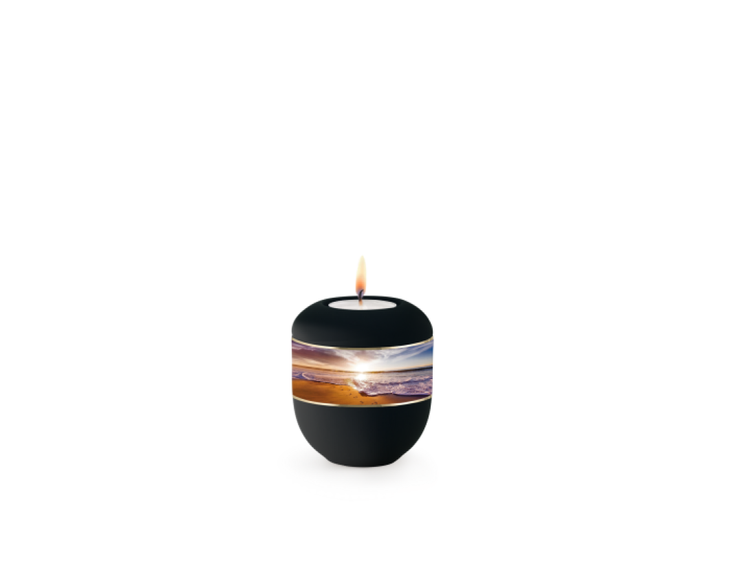 Edition Mare, Samton schwarz, Fußspuren im Sand, Porzellan