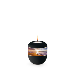 Edition Mare, Samton schwarz, Fußspuren im Sand, Porzellan