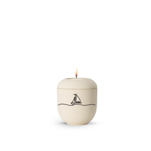 Edition Linea, Samton Creme, Segelboot, Porzellan, Gedenklicht