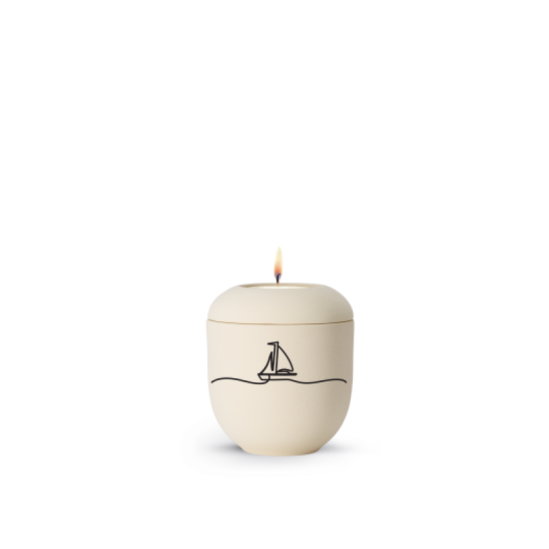 Edition Linea, Samton Creme, Segelboot, Porzellan, Gedenklicht