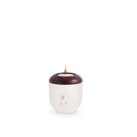 Edition Silva, Kastanienbraun handbemalt, Perlmutt-Mattweiß, Pusteblume