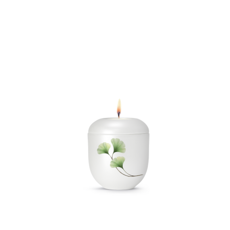 Edition Aurelia, Perlmutt weiss, Ginkgo, Gedenklicht