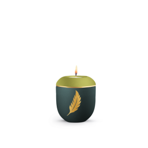 Edition Plumea, Petrol/Peridot, goldene Feder, Gedenklicht