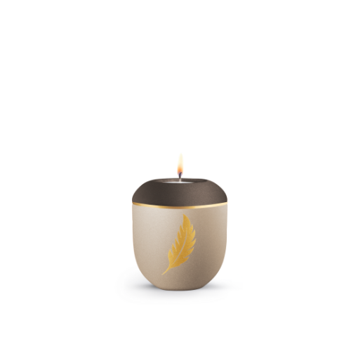 Edition Plumea, Champagner/Siena, goldene Feder, Gedenklicht